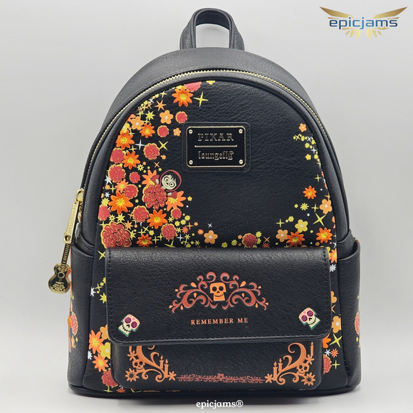 Loungefly Disney Pixar Coco Remember Me Dia de Los Muertos Black Mini Backpack main image 4